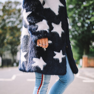 Star faux fur coat sale