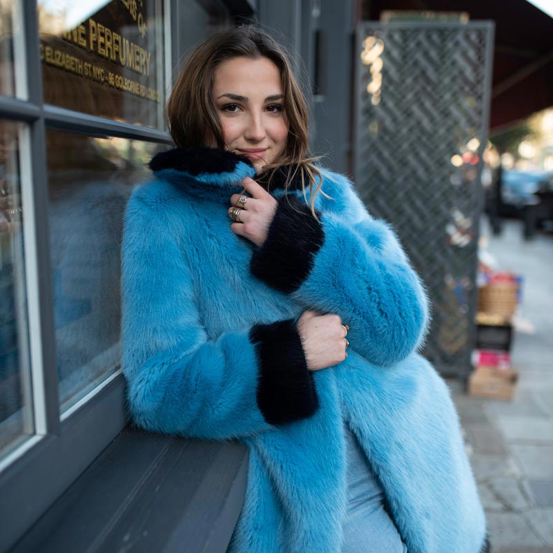 Blue faux fur coat h&m 2025