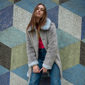 Grey Coat with Contrasting Collar