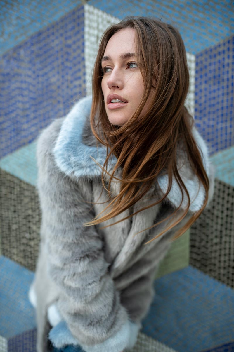 Grey Coat with Contrasting Collar